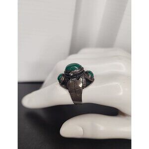 TAXCO 925 Sterling Silver Green Onyx Adjustable Poison Secret Ring jade Vintage